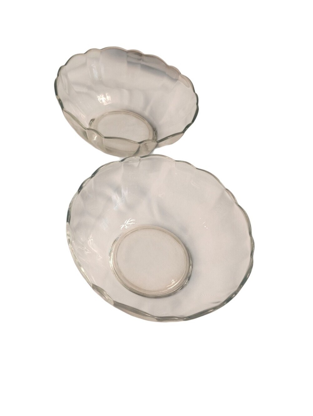 Arcoroc France vintage Clear Pressed Glass Swirl Round Bowl set of 2